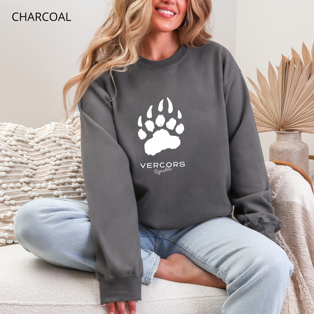 Unisex Crewneck Sweatshirt Medium Bear Claw - White
