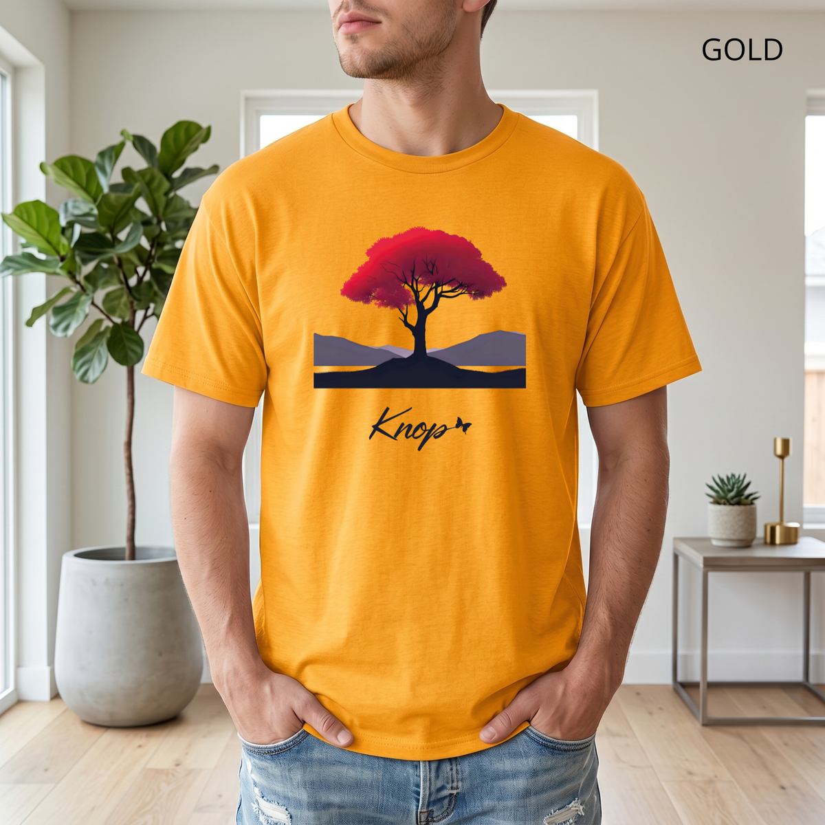 T-Shirt Classique Unisexe - KNOP - Arbre Rouge et Noir