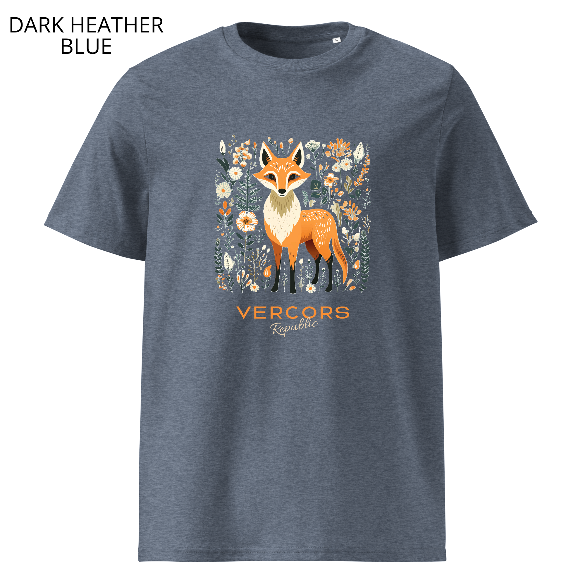 T-shirt unisexe en coton biologique - Renard Entouré de Fleurs